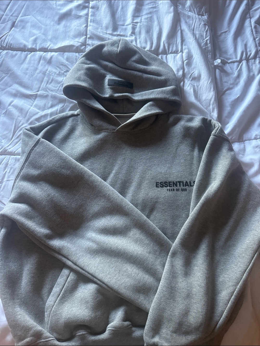 Essentials Women's Grey Pullover Hoodie with Chest Logo